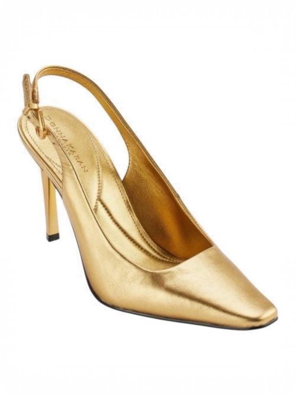 Donna Karan New York Sadrina II Leather Metallic Gold Slingback Pump Size 8.5